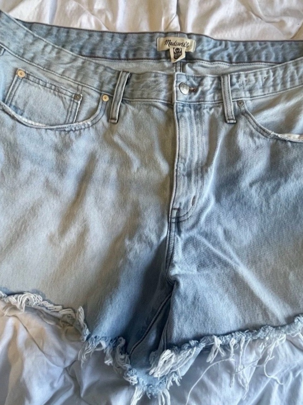Madewell Light Blue Relaxed Denim Shorts with Contrast Stitching Size 16W